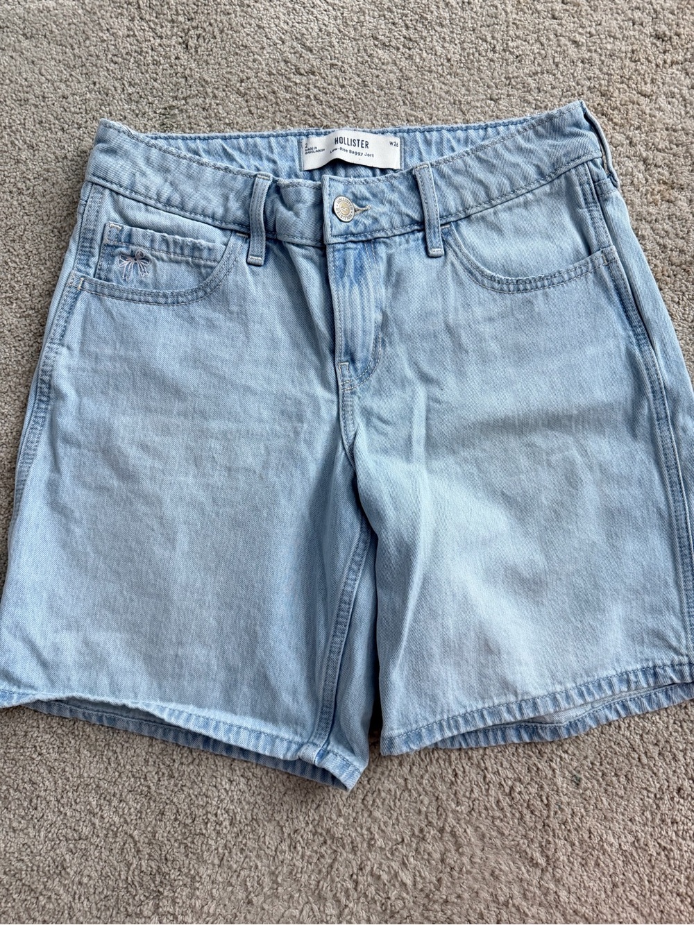 Hollister Light Wash Denim Shorts - Pale Blue